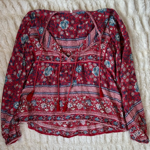 Spell Folk Town Blouse Wine - Picture 5 of 16